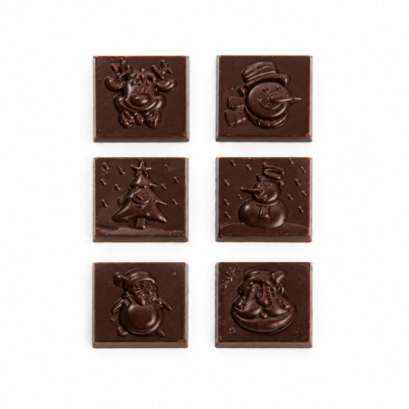 Scatola di quadrotti <br>natalizi fondenti <br>(24 pezzi)